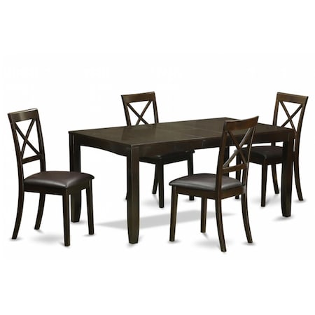 East West Furniture 5 Piece Dining Table Set-Dining Room Table With Leaf and 4 Chairs For Dining Room LYBO5-CAP-LC